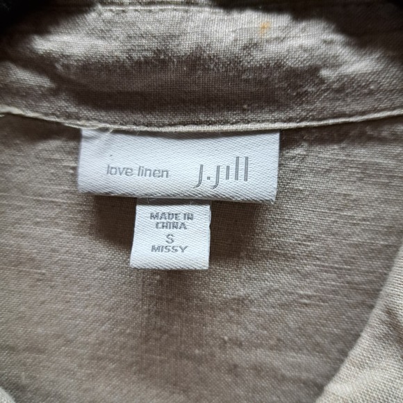 J. Jill Love Linen Oatmeal button front Collared long sleeve top Sm Missy - Picture 3 of 5
